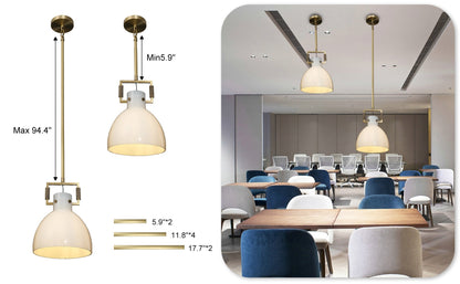 Machine Milk Glass Cloche Pendant