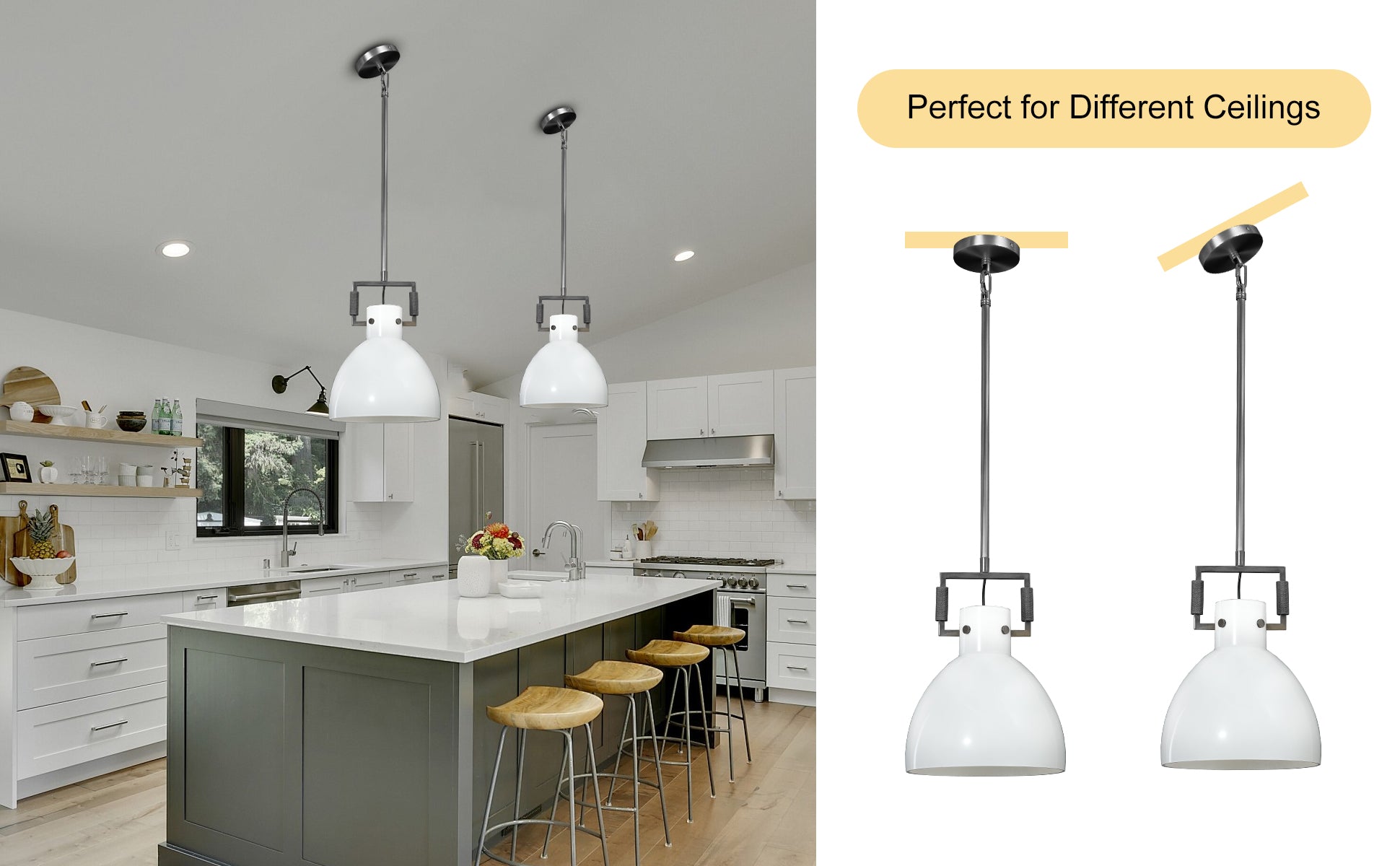 Machine Milk Glass Cloche Pendant