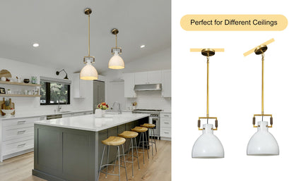Machine Milk Glass Cloche Pendant
