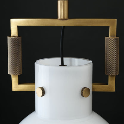 Machine Milk Glass Cloche Pendant