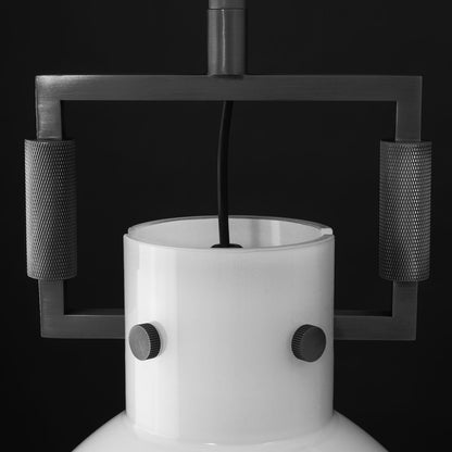 Machine Milk Glass Cloche Pendant