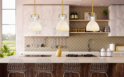Machine Milk Glass Cloche Pendant