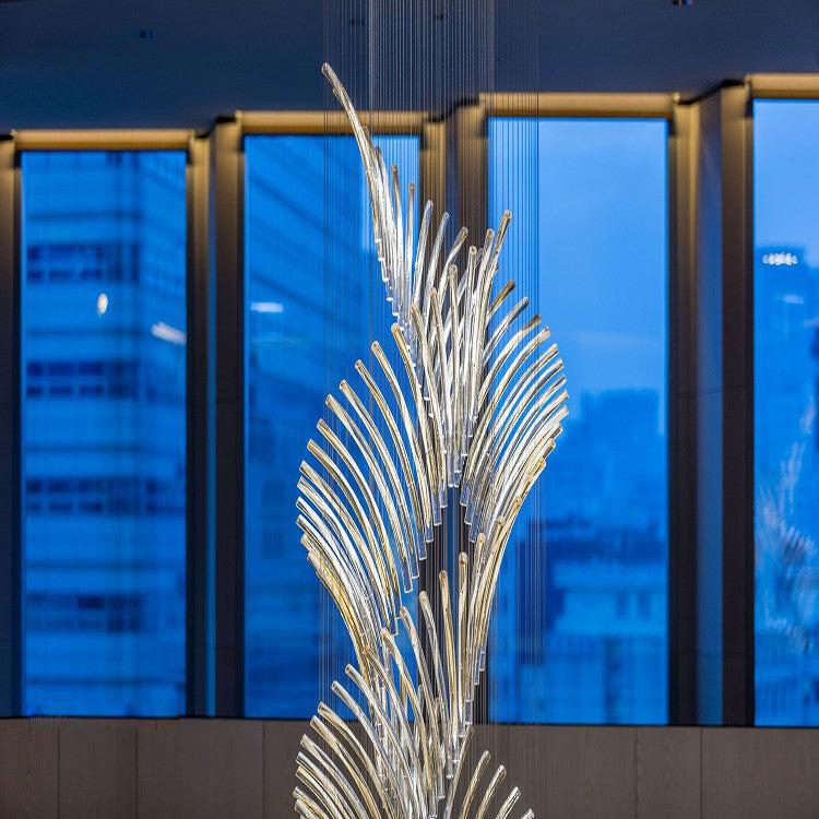 European Style Spiral Glass Chandelier for Staircase/Foyer/Hotel/Villa
