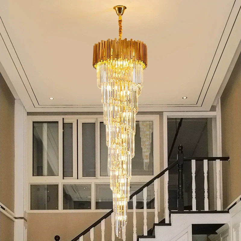 Luxury GBUd Spiral Crystal Chandelier for Staircase/Foyer/Entryway