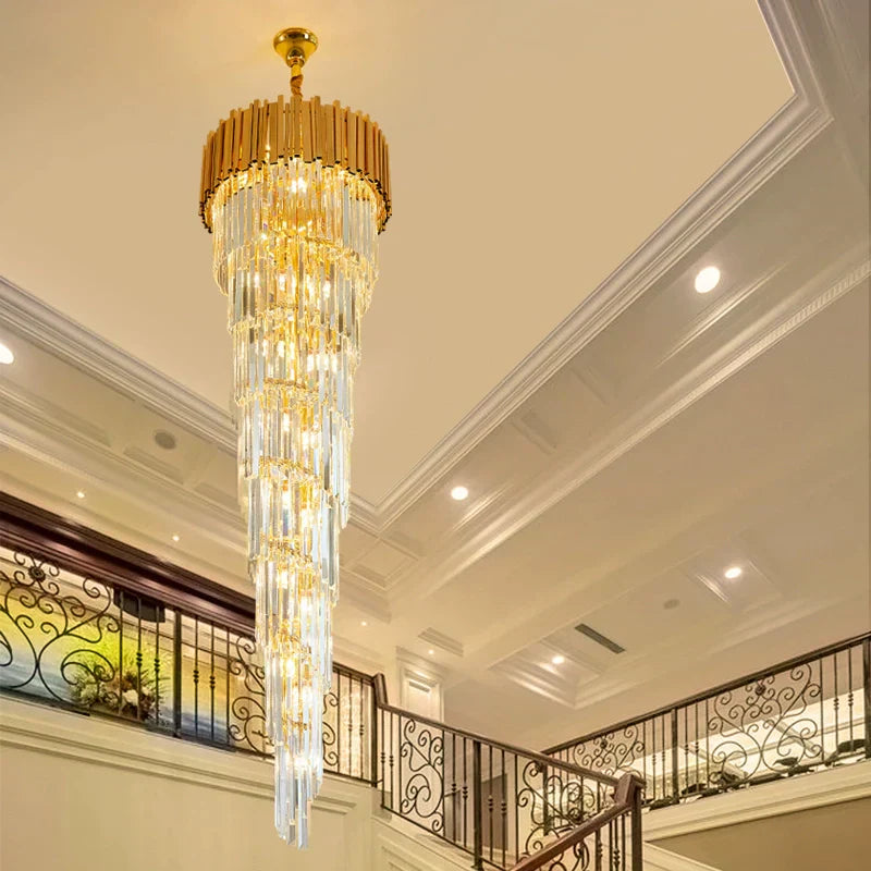 Luxury GBUd Spiral Crystal Chandelier for Staircase/Foyer/Entryway