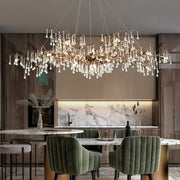 Extra Large Brass Branch Crystal Raindrop Pendant Chandelier for Big Dining Table