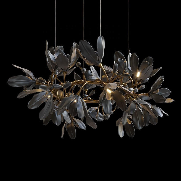 Octavia Black Branching Glass Flower Chandelier - A Captivating Blend of Beauty and Illumination : Enchanting Elegance