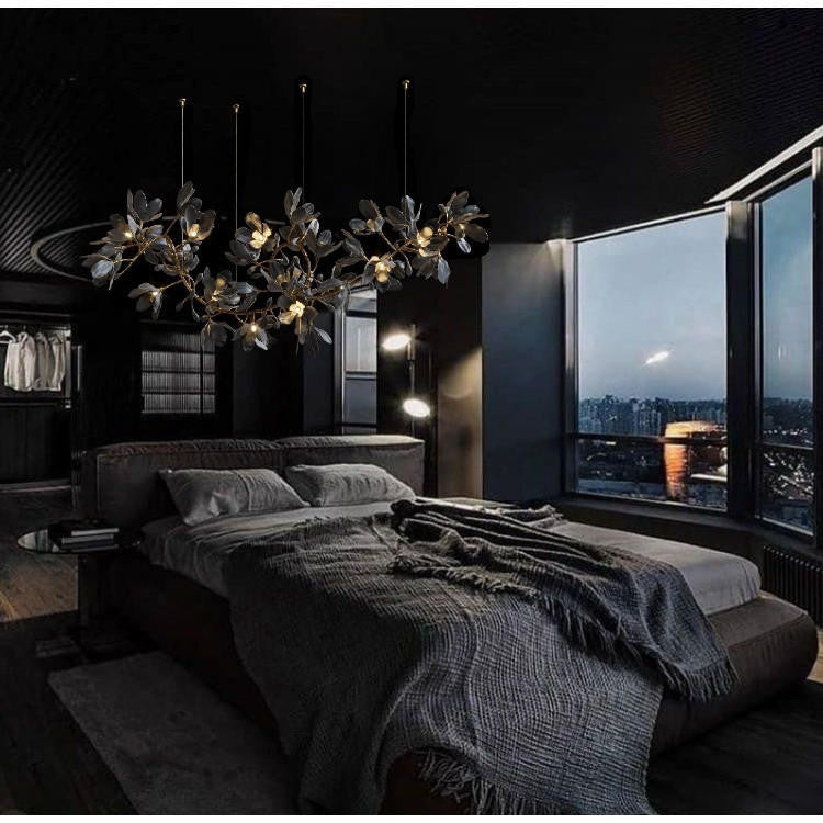 Octavia Black Branching Glass Flower Chandelier - A Captivating Blend of Beauty and Illumination : Enchanting Elegance