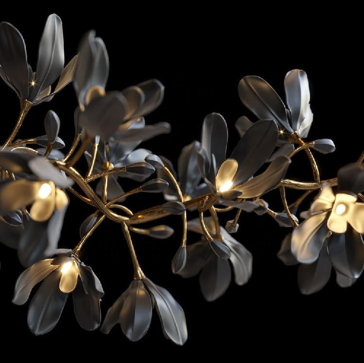 Octavia Black Branching Glass Flower Chandelier - A Captivating Blend of Beauty and Illumination : Enchanting Elegance