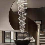 Modern Double Sprial Long Crystal Staircase Chandelier Ceiling Foyer/Entryway/Living room Light Fixture