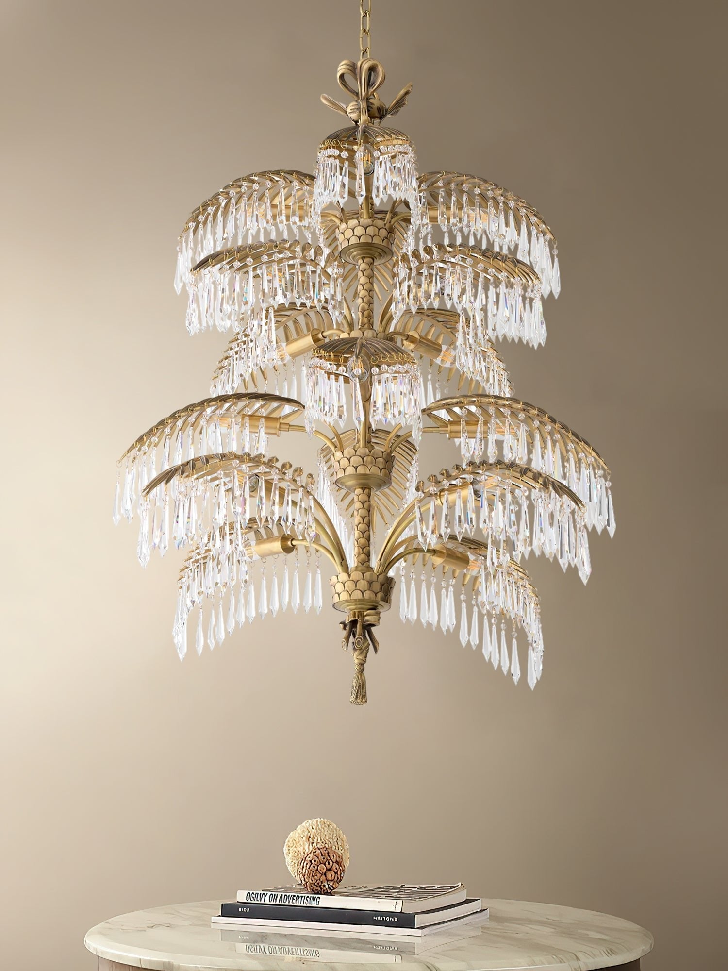 Palmera Brass Crystal Chandelier by Blushlighting