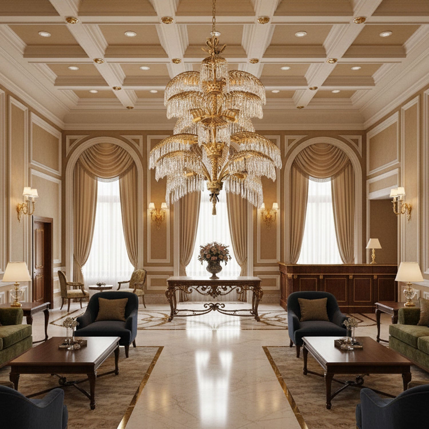 Palmera Brass Crystal Chandelier by Blushlighting