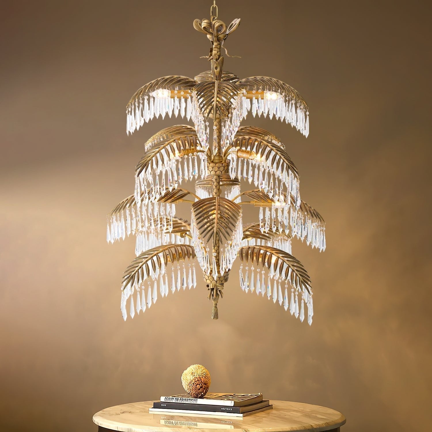 Palmera Brass Crystal Chandelier by Blushlighting