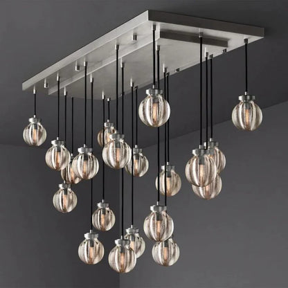 Pearls Spherical Modern Rectangular Chandelier 54”