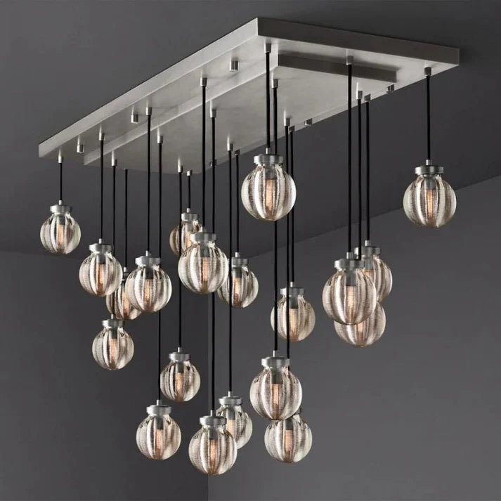 Pearls Spherical Modern Rectangular Chandelier 54”