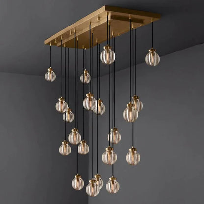 Pearls Spherical Modern Rectangular Chandelier 54”