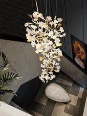 Raven Porcelain Linear Chandelier Gold