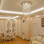 Modern Double Sprial Long Crystal Staircase Chandelier Ceiling Foyer/Entryway/Living room Light Fixture