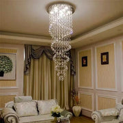 Modern Double Sprial Long Crystal Staircase Chandelier Ceiling Foyer/Entryway/Living room Light Fixture