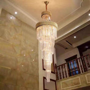 Modern Oversized Gold/Black Multi-layers Spiral Staircase Crystal Chandelier Villas/Duplex Buildings Foyer/Living room Light Fixture