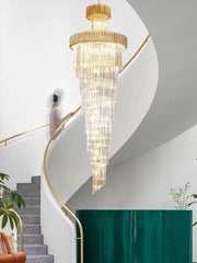 Modern Oversized Gold/Black Multi-layers Spiral Staircase Crystal Chandelier Villas/Duplex Buildings Foyer/Living room Light Fixture