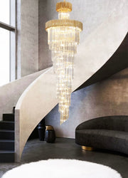 Modern Oversized Gold/Black Multi-layers Spiral Staircase Crystal Chandelier Villas/Duplex Buildings Foyer/Living room Light Fixture