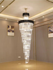 Modern Oversized Gold/Black Multi-layers Spiral Staircase Crystal Chandelier Villas/Duplex Buildings Foyer/Living room Light Fixture