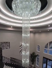 Oversized Silver Waterfall Luxury Ceiling Crystal Chandelier