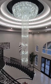 Oversized Silver Waterfall Luxury Ceiling Crystal Chandelier