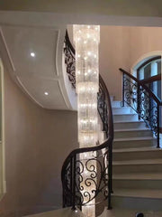 Oversized Multi-layered Fishtail Long Crystal Staircase Chandelier