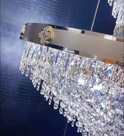 Oversized Modern Light Luxury Four-leaf Clover Multi-layered Long Crystal Chandelier For Foyer/Staircase/Hallway