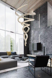 Extra Large Designer Model Double Spiral Crystal Chandelier For Foyer/Staircase/Big Hallway