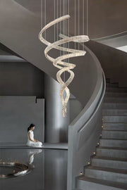 Extra Large Designer Model Double Spiral Crystal Chandelier For Foyer/Staircase/Big Hallway