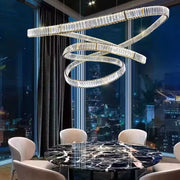 Oversized Modern Light Luxury Artistic Circle Design Crystal Chandelier For Foyer/Living Room/Hallway