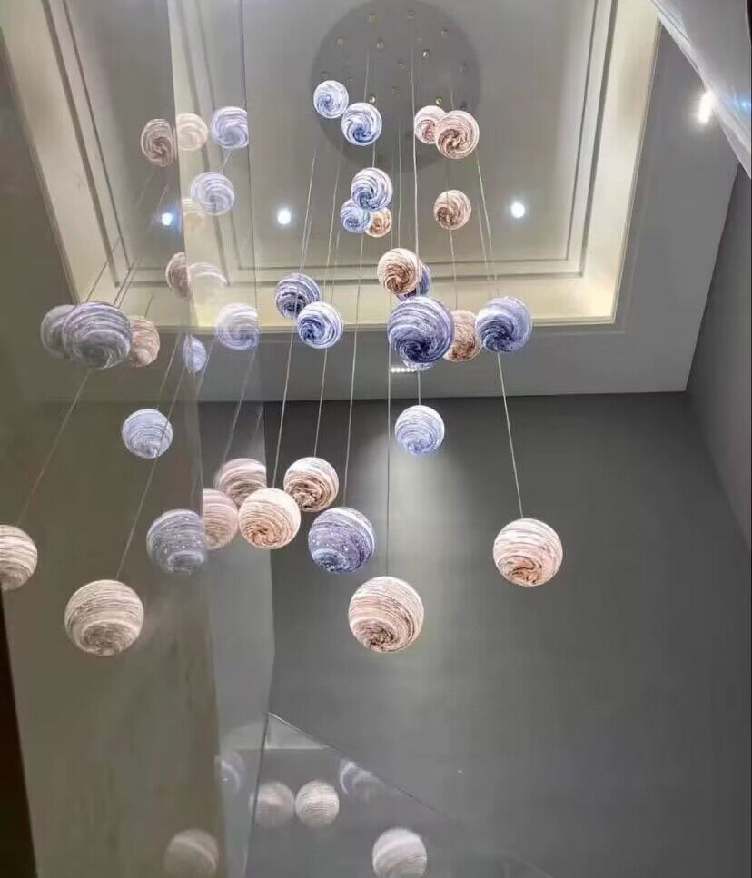 Nordic Planet Creative Long Pendant Chandelier For Staircase/Foyer/High-ceiling Hallway