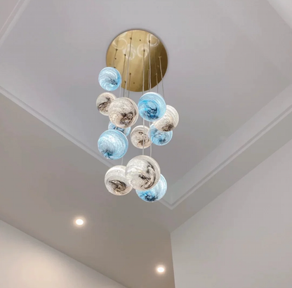 Nordic Planet Creative Long Pendant Chandelier For Staircase/Foyer/High-ceiling Hallway