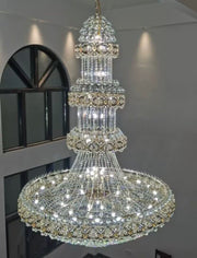 Oversized Luxury Multi-layers Gold Crystal Chandelier For High-ceiling Living Room/Foyer