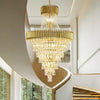 lUXURY modern black/gold crystal chandelier multi-layer foyer,staircase light fixture