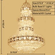 Oversized Luxury Multi-layers Gold Crystal Chandelier For High-ceiling Living Room/Foyer