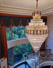 Extra Large Honeycomb-shaped Round Chandelier Crystal Light Fixture For High Ceiling Living Room/ Big Hallway/ Entryway