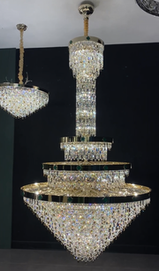 Oversized Multi-Tier Empire Crystal Chandelier for Big Hallway/Foyer/2-Story Living Room