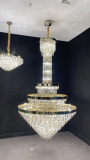 Oversized Multi-Tier Empire Crystal Chandelier for Big Hallway/Foyer/2-Story Living Room