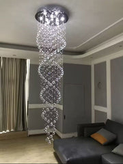 Modern Double Sprial Long Crystal Staircase Chandelier Ceiling Foyer/Entryway/Living room Light Fixture