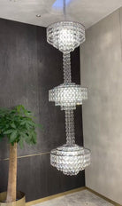 long,crystal, seashells,silver, 3-tiered,staircase,oversized,modern, French,2023 New,round,elegant,chandelier,pendants