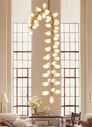 Nordic Art Long Magnolia alba Glass Ceiling Chandelier for Staircase/Hallway/Entryway Light Fixture, designer, creative, craftsmanship, art