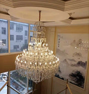 Oversized Luxury Traditional Gold/Chrome Candle Branch Crystal Chandelier for 2-story/Duplex Buildings