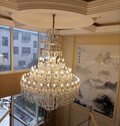 Oversized Luxury Traditional GBUd/Chrome Candle Branch Crystal Chandelier for 2-story/Duplex Buildings