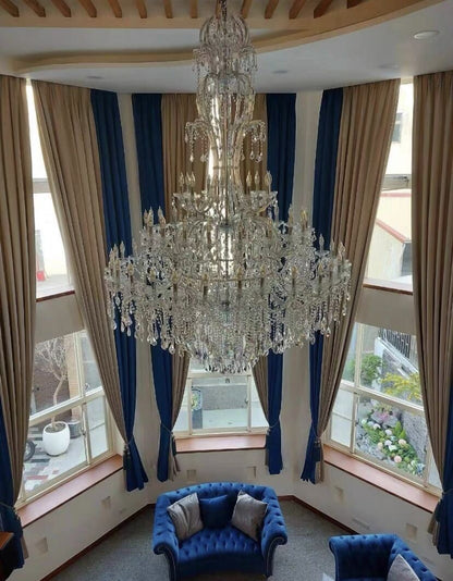 Oversized Luxury Traditional GBUd/Chrome Candle Branch Crystal Chandelier for 2-story/Duplex Buildings