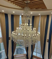 Oversized Luxury Traditional Gold/Chrome Candle Branch Crystal Chandelier for 2-story/Duplex Buildings