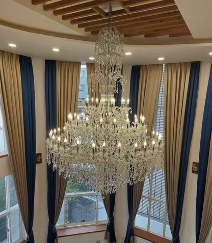 Oversized Luxury Traditional GBUd/Chrome Candle Branch Crystal Chandelier for 2-story/Duplex Buildings